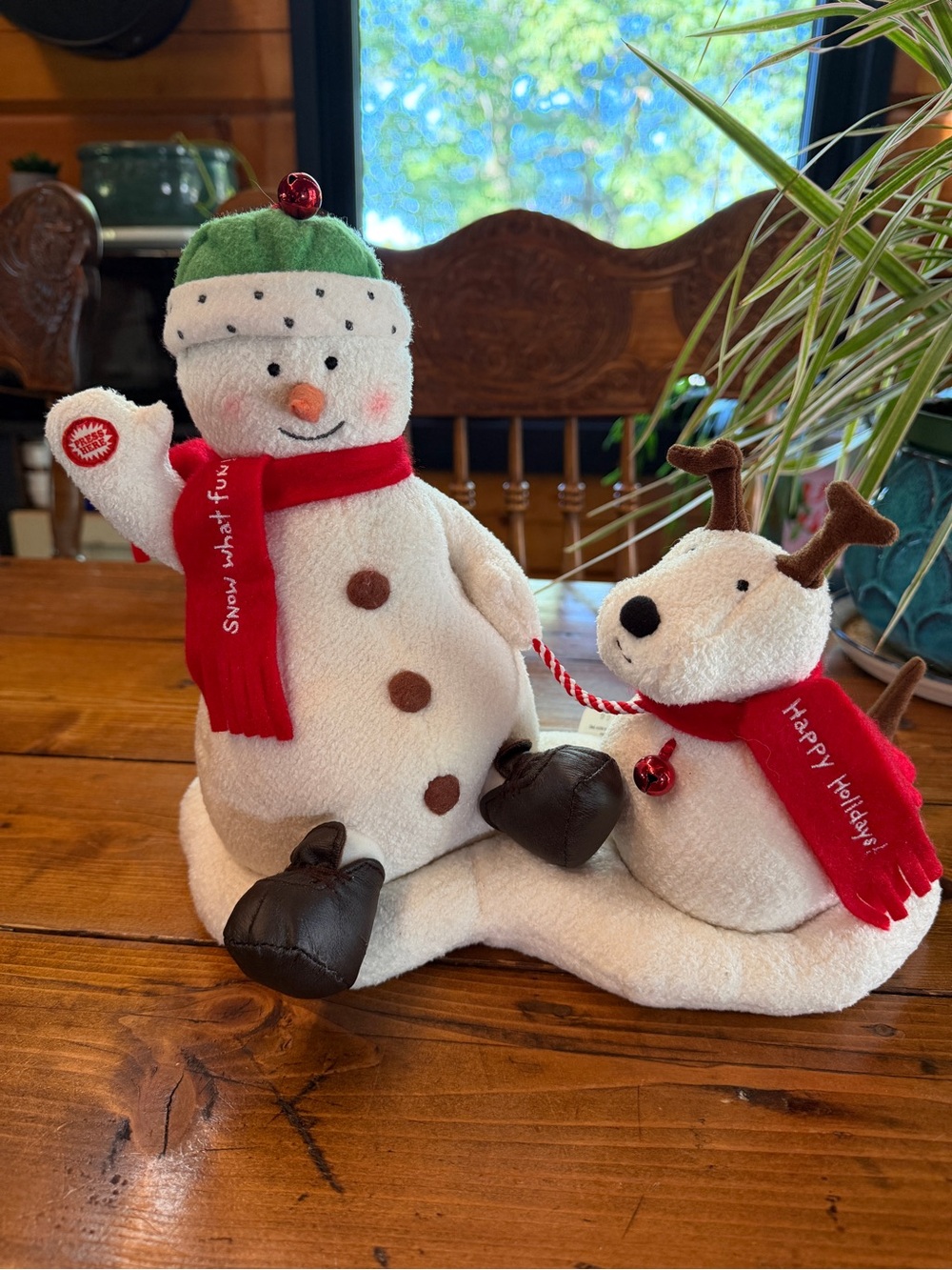 Hallmark Holiday Snowman and Reindeer Plush DΓ©cor - White and Red